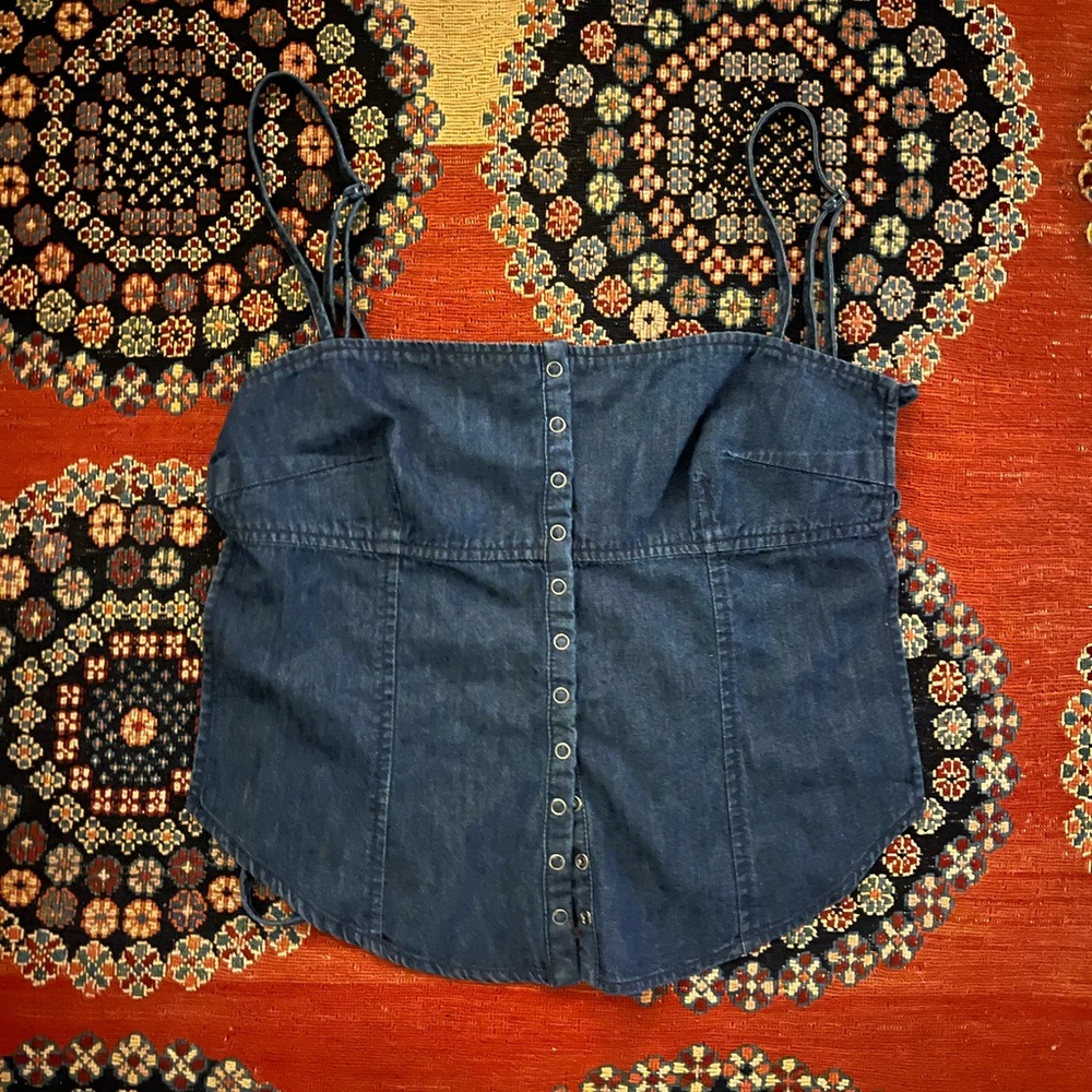 NWT Free People Denim Tie Top